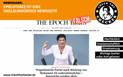 Newsguard: Epochtimes ist eine unglaubwürdige Newsseite