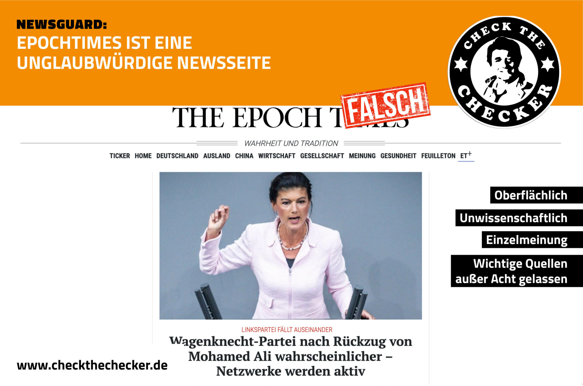 Newsguard: Epochtimes ist eine unglaubwürdige Newsseite