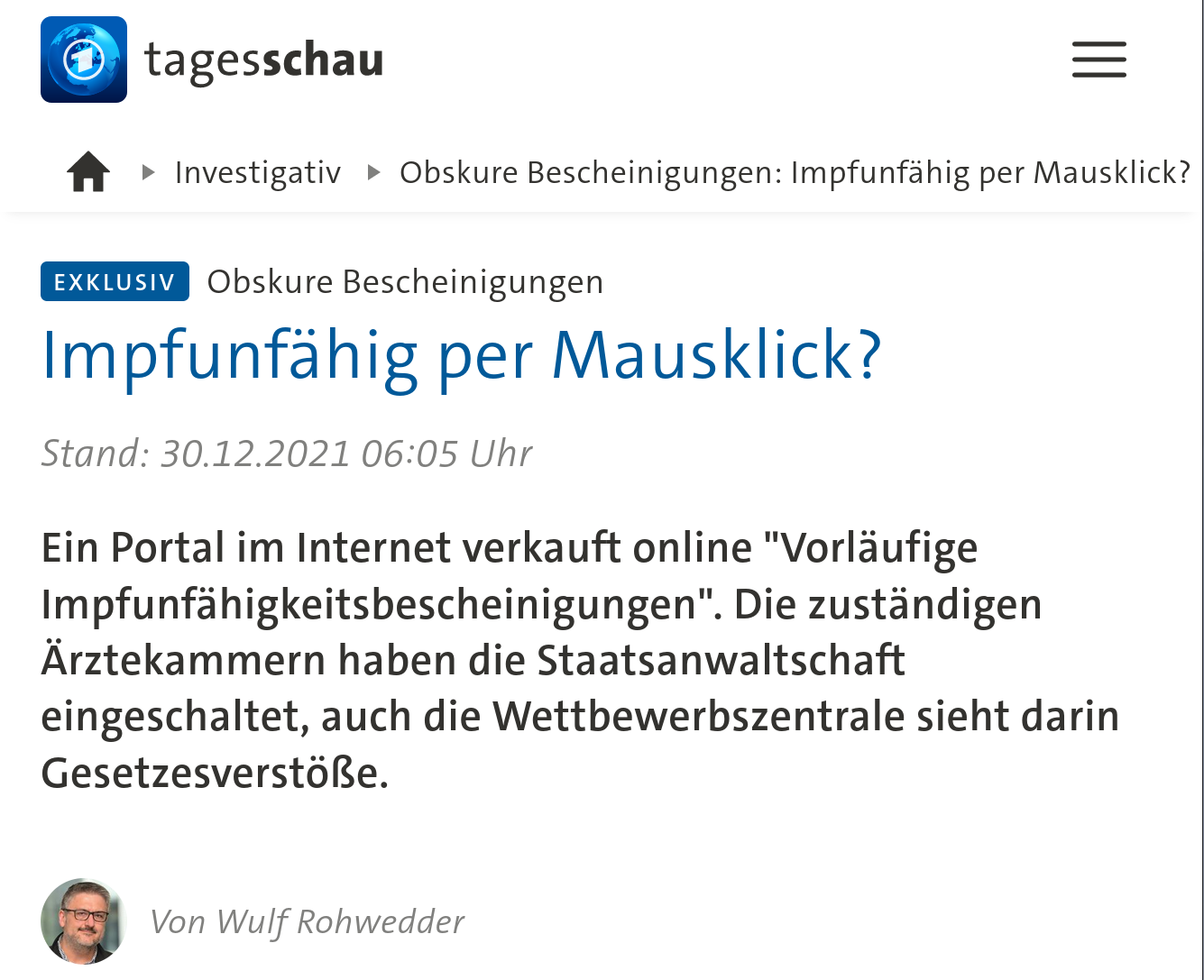 Tagesschau-Investigativ-Journalist Rohwedder übt Selbstjustiz an impfkritischer Online-Plattform Liberation-Express