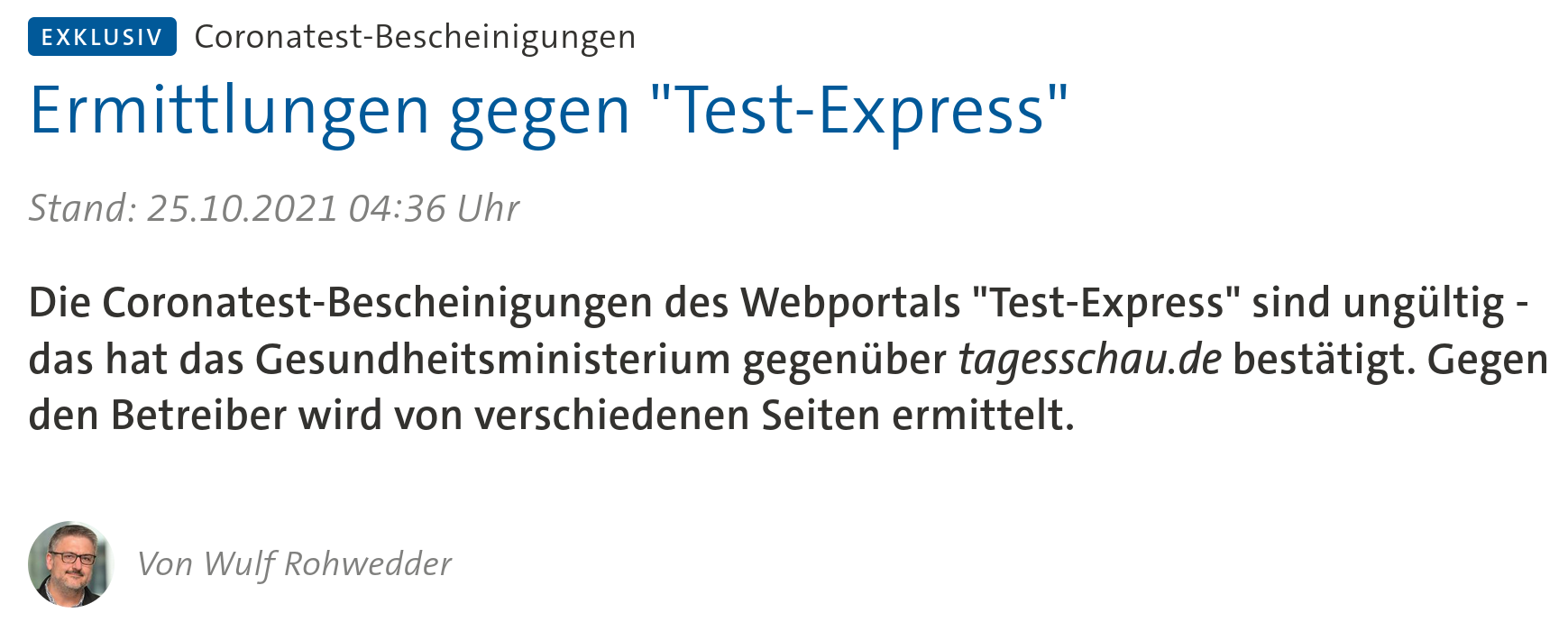 Staatsanwaltschaft stellt sämtliche Ermittlungen gegen Test-Express nach zwei Jahren Ermittlungszeit ein