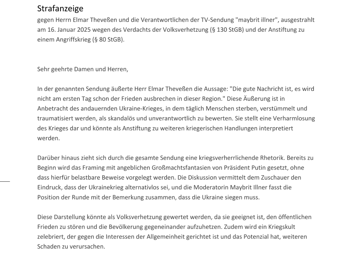 Strafanzeige gegen Elmar Theveßen