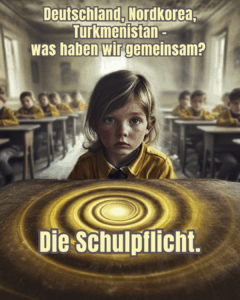Ein Kind sitzt in der ersten Reihe einer Schulklasse mit traurigem Gesichtsausdruck. Im Vordergrund ein gelber Lichtkreis auf dem Tisch. Im Hintergrund sitzen weitere Kinder in Schuluniform.