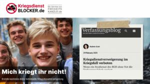 Kriegsdienstblocker / Verfassungsblog - Kriegsdienstverweigerung im Kriegsfall verboten